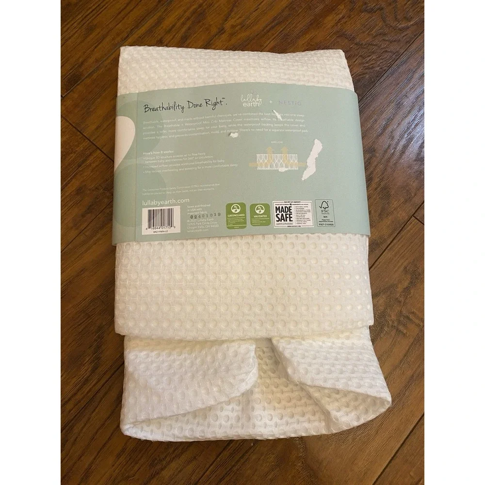 NEW Lullaby Earth Breathe Safe Mini Crib Mattress Cover Waterproof Nestig